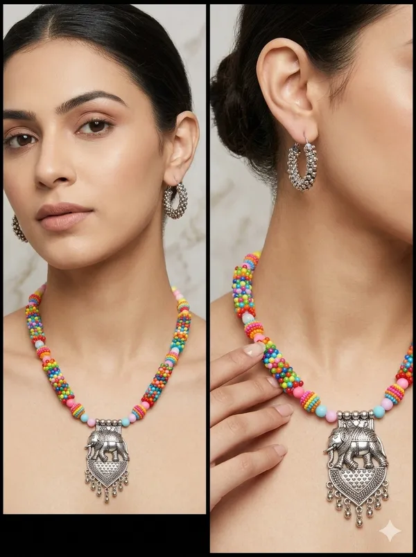 Multicolor_Beaded_Oxidized_Necklace_Set_For_Women