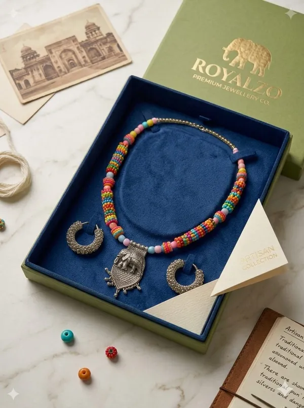 Multicolor_Beaded_Oxidized_Necklace_Set_For_Women
