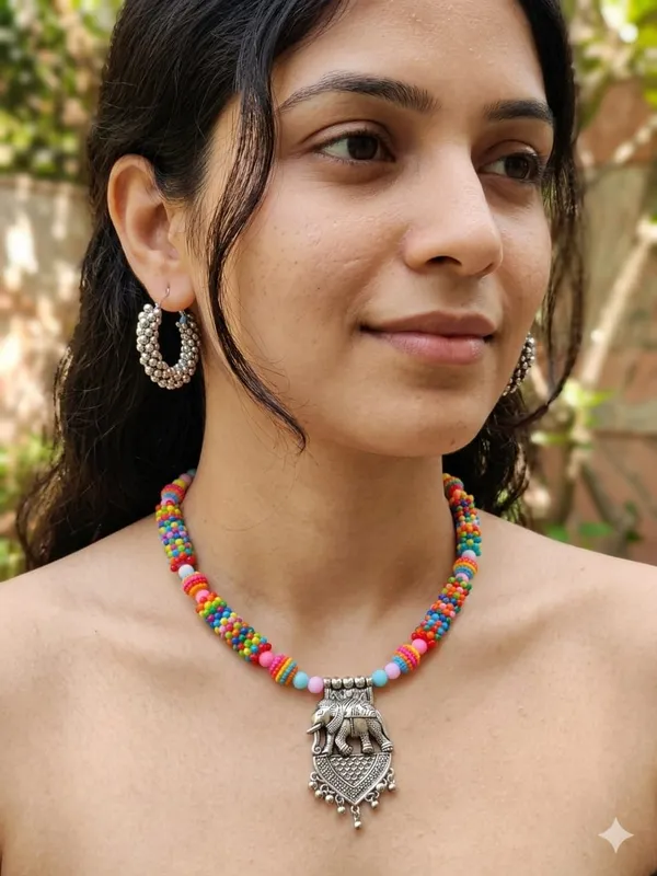Multicolor_Beaded_Oxidized_Necklace_Set_For_Women