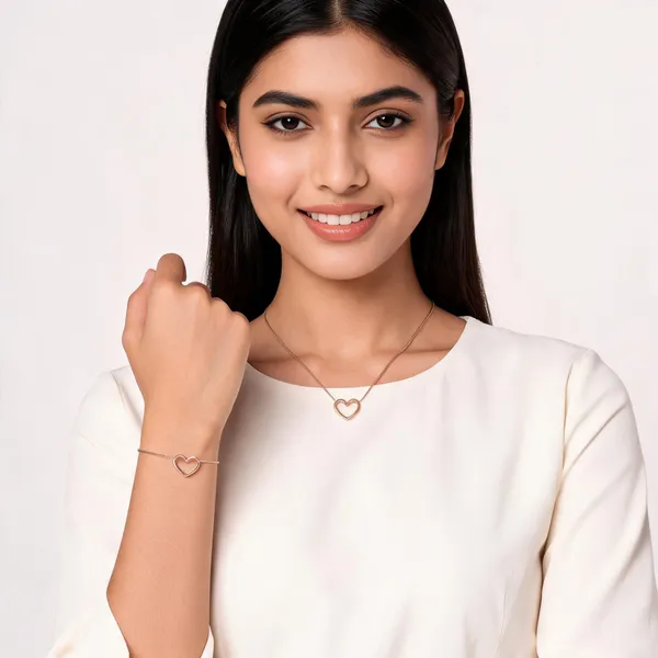Gold_Stainless_Steel_Heart_Pendant_Necklace_Bracelet_Set_For_Women
