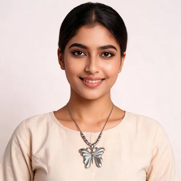 Silver_Stainless_Steel_Butterfly_Pendant_Necklace_For_Women