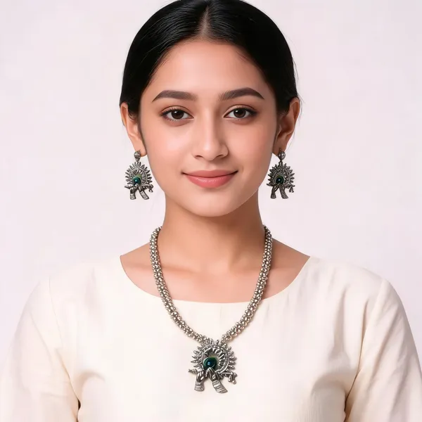 Silver_Oxidised_Stainless_Steel_Peacock_Necklace_Earring_Set_For_Women