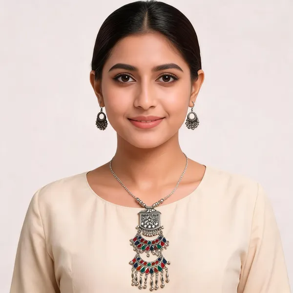 Silver_Oxidized_Ethnic_Necklace_Set_For_Women