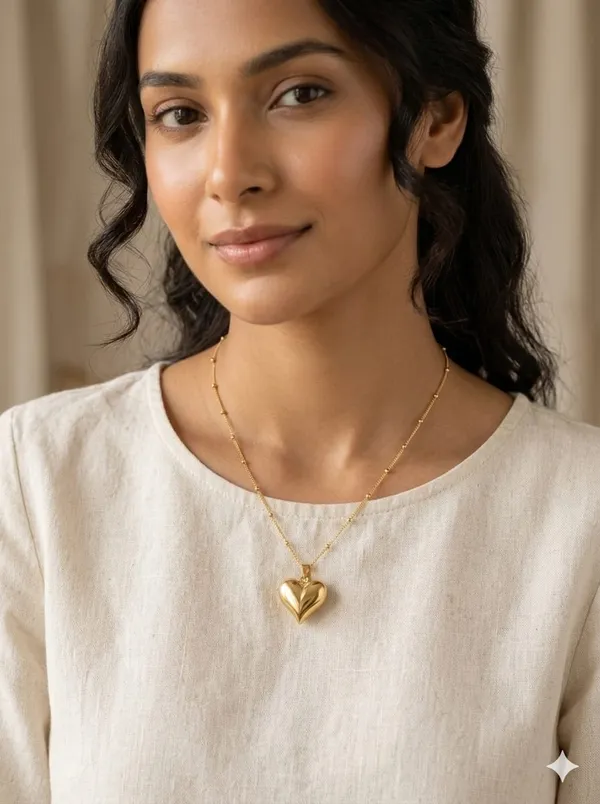 Gold_Tone_Heart_Pendant_Necklace_For_Women