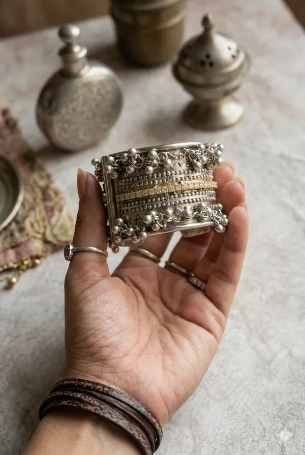 Silver_Tone_Embellished_Kada_Bracelet_For_Women