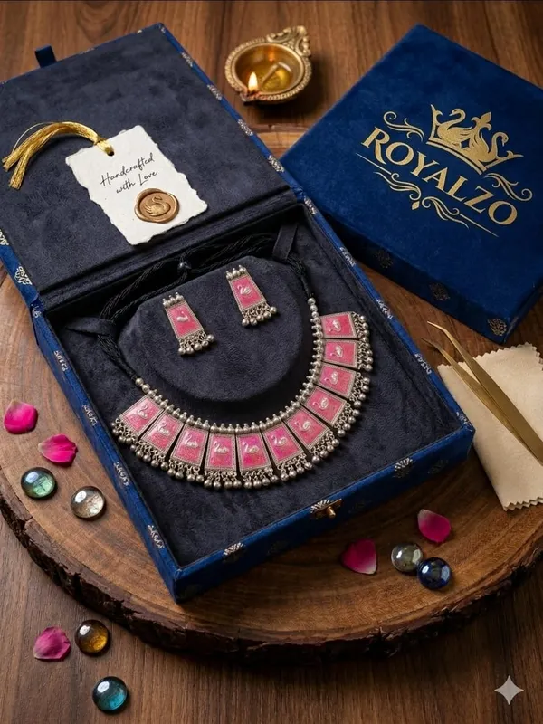 Pink_Metal_Thread_Cord_Traditional_Necklace_For_Women