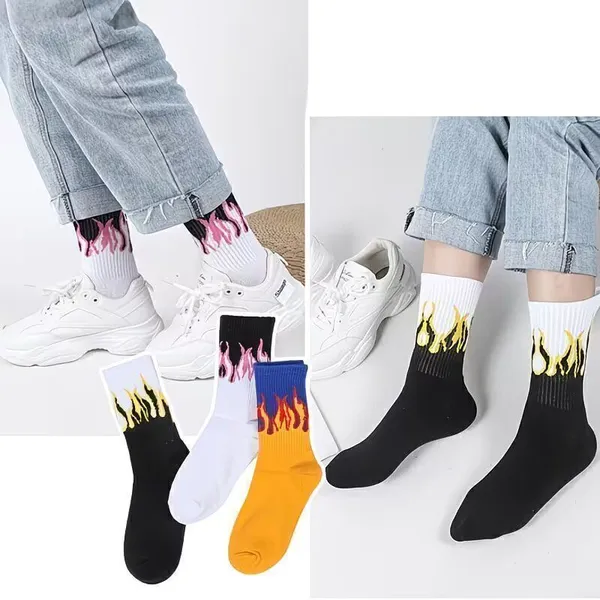 Men_&_Women_Fire_Graphic_Print_Ankle_Length_(Pack_Of_5)