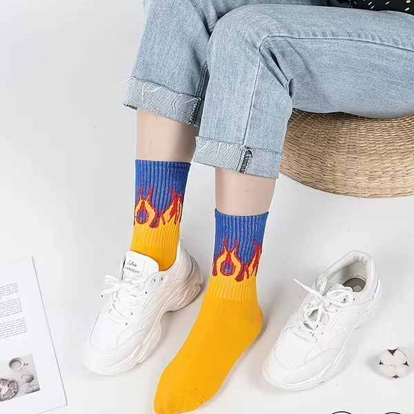 Men_&_Women_Fire_Graphic_Print_Ankle_Length_(Pack_Of_5)