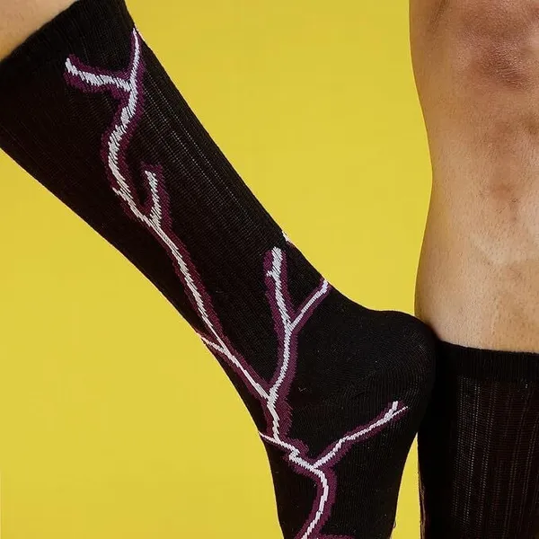 Unisex_Printed_Fire_Thunder_Electric_Mid-Calf/Crew_Socks_(Pack_Of_4)