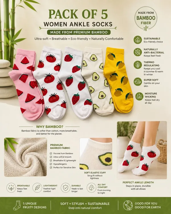 Orrivo_Girls_Graphic_Print,_Printed,_Floral_Print_Bamboo_Ankle_Length_Socks_(Pack_Of_5)