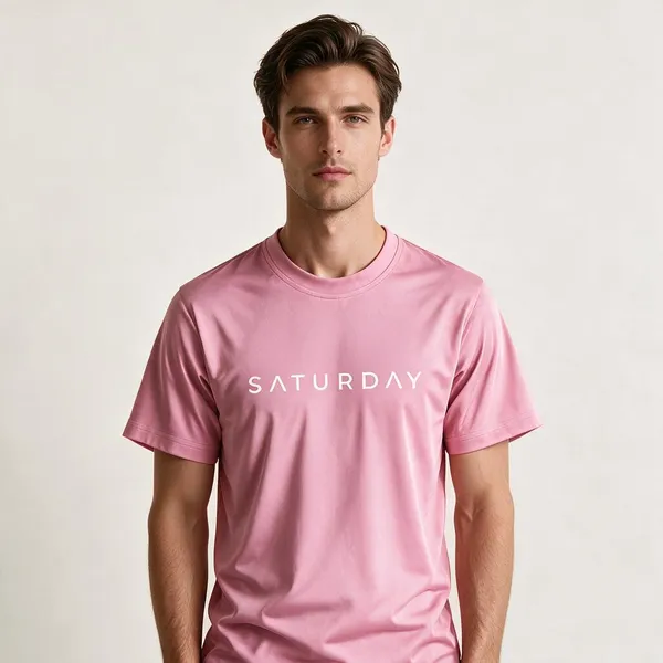 Pink_Saturday_Typography_Crew_Neck_T_Shirt