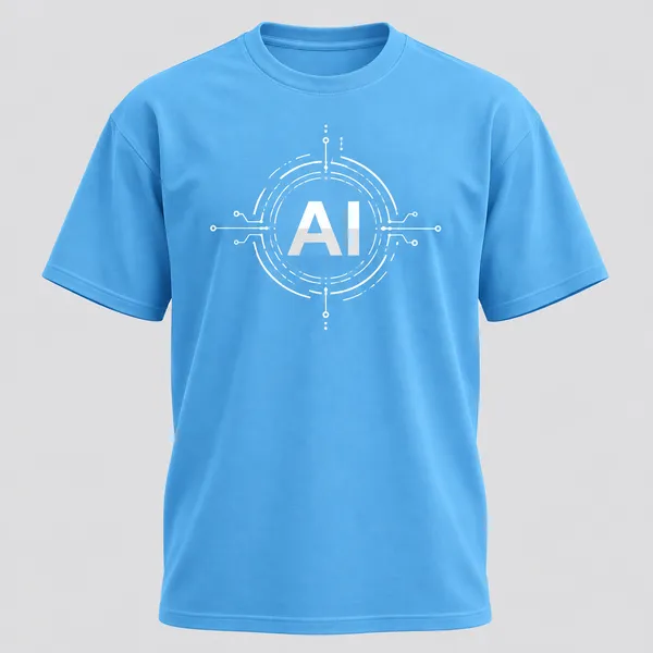 Sky_Blue_Ai_Logo_Cotton_T_Shirt_Crew_Neck_T_Shirt