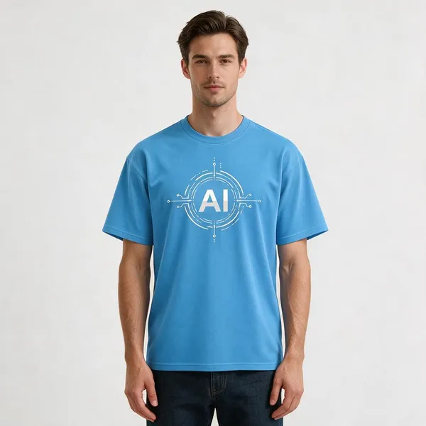 Sky_Blue_Ai_Logo_Cotton_T_Shirt_Crew_Neck_T_Shirt