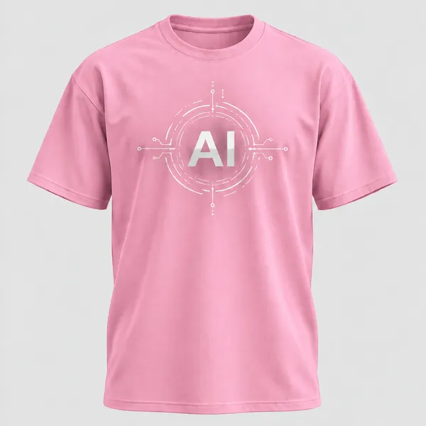 Pink_Ai_Logo_Cotton_T_Shirt_Crew_Neck_T_Shirt
