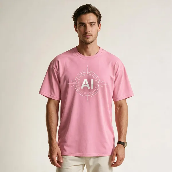 Pink_Ai_Logo_Cotton_T_Shirt_Crew_Neck_T_Shirt