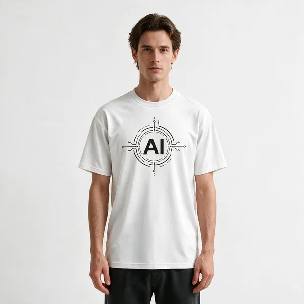White_Ai_Logo_Cotton_T_Shirt_Crew_Neck_T_Shirt
