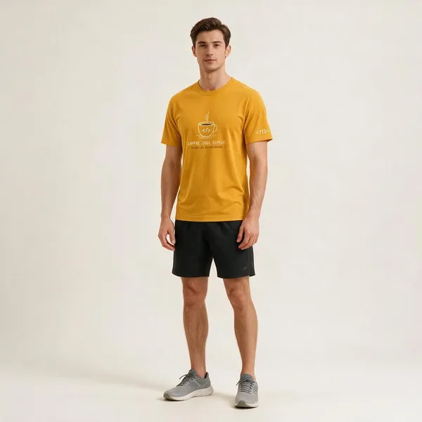 Yellow_Coffee_Code_Repeat_Crew_Neck_T_Shirt