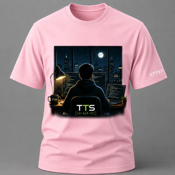 Pink_Dev_Working_In_The_Night_Crew_Neck_T_Shirt