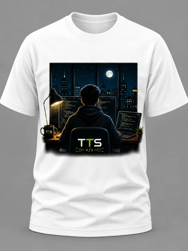 White_Dev_Working_In_The_Night_Crew_Neck_T_Shirt