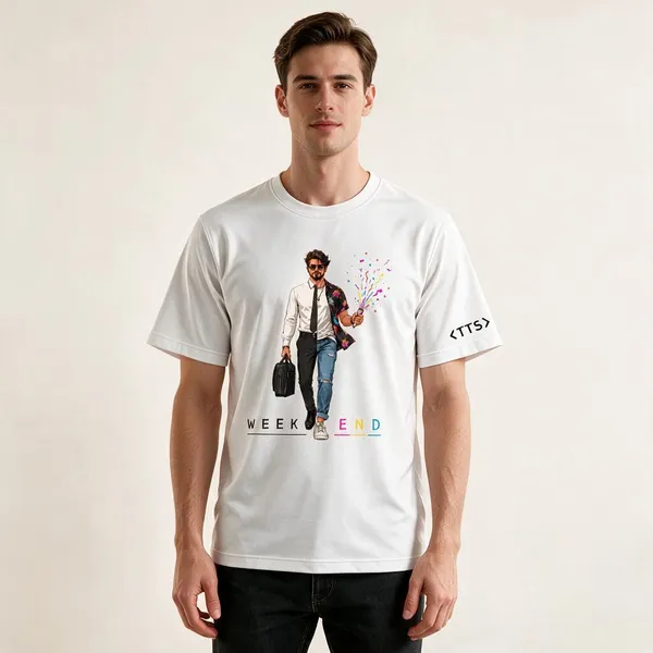 White_Dual_Life_Man_Crew_Neck_T_Shirt