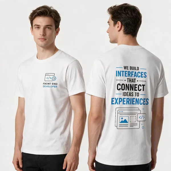 White_Front_End_Dual_Graphics_Crew_Neck_T_Shirt