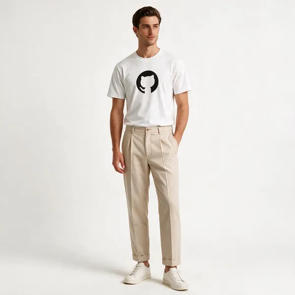White_Github_Logo_Crew_Neck_T_Shirt