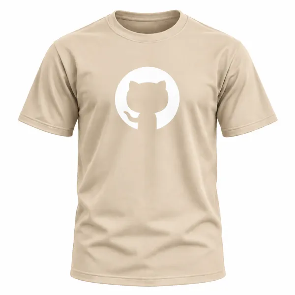 Beige_Github_Logo_Crew_Neck_T_Shirt