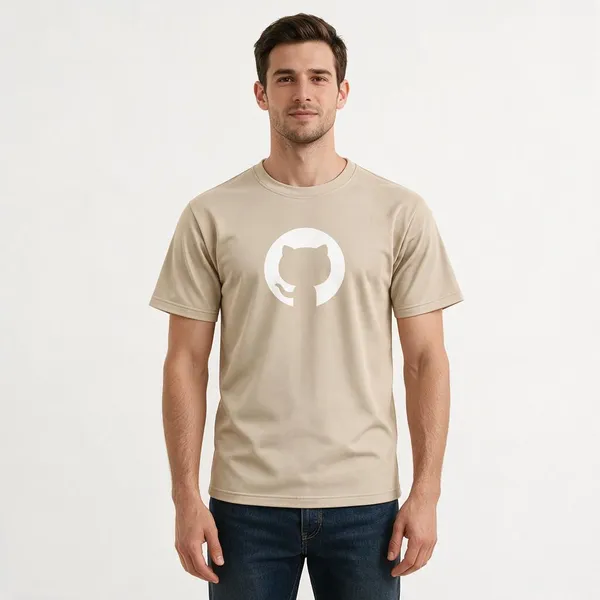 Beige_Github_Logo_Crew_Neck_T_Shirt
