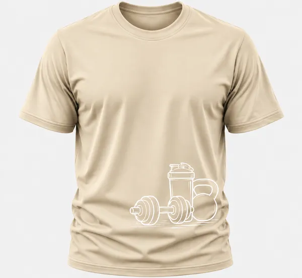 Beige_Gym_Equipments_Crew_Neck_T_Shirt