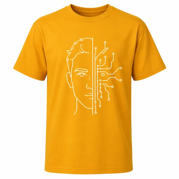 Yellow_Half_Human_Half_Machine_Crew_Neck_T_Shirt
