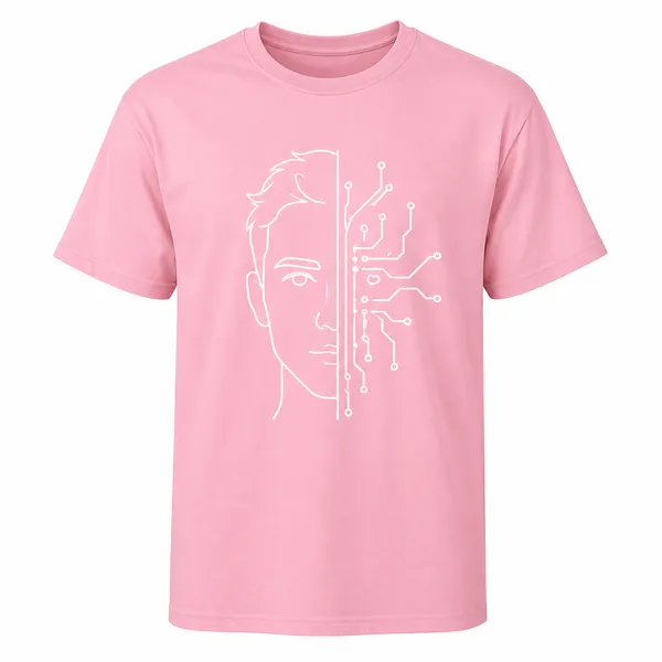 Pink_Half_Human_Half_Machine_Crew_Neck_T_Shirt