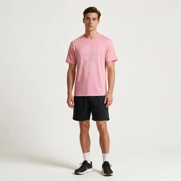 Pink_Half_Human_Half_Machine_Crew_Neck_T_Shirt