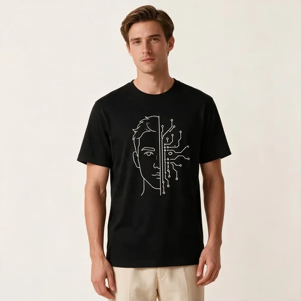 Black_Half_Human_Half_Machine_Crew_Neck_T_Shirt