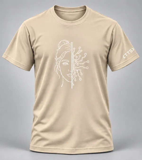 Beige_Half_Woman_Half_Machine_Crew_Neck_T_Shirt