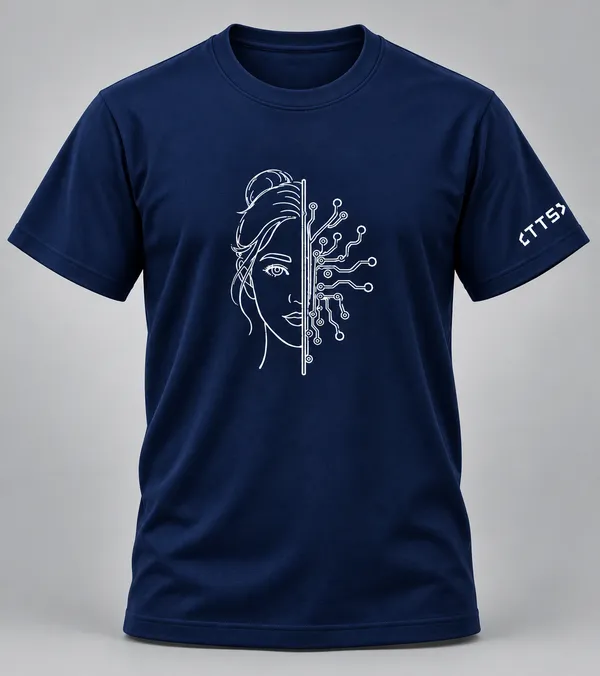 Navy_Blue_Half_Woman_Half_Machine_Crew_Neck_T_Shirt