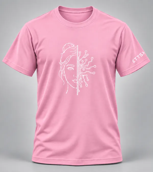 Pink_Half_Woman_Half_Machine_Crew_Neck_T_Shirt
