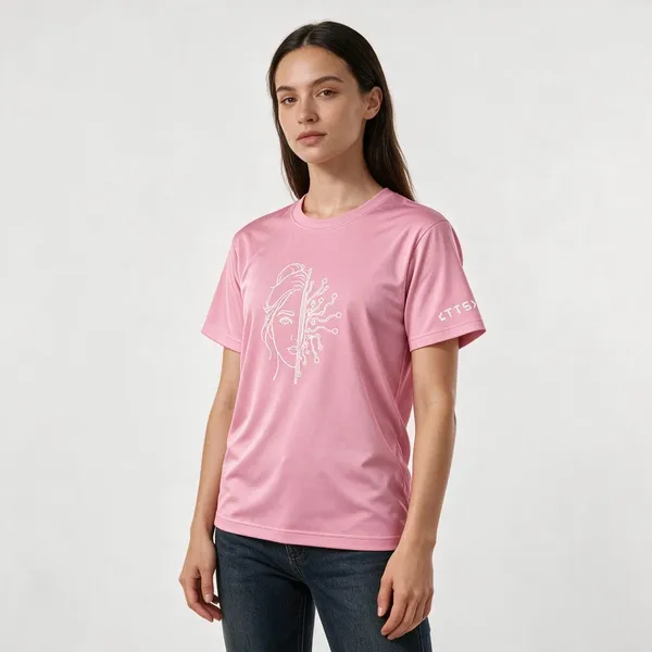 Pink_Half_Woman_Half_Machine_Crew_Neck_T_Shirt