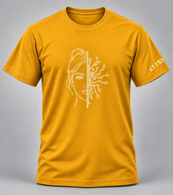 Yellow_Half_Woman_Half_Machine_Crew_Neck_T_Shirt