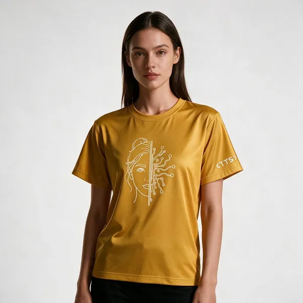 Yellow_Half_Woman_Half_Machine_Crew_Neck_T_Shirt