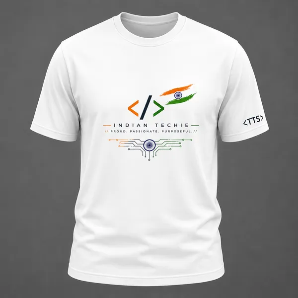 White_Indian_Techie_Crew_Neck_T_Shirt
