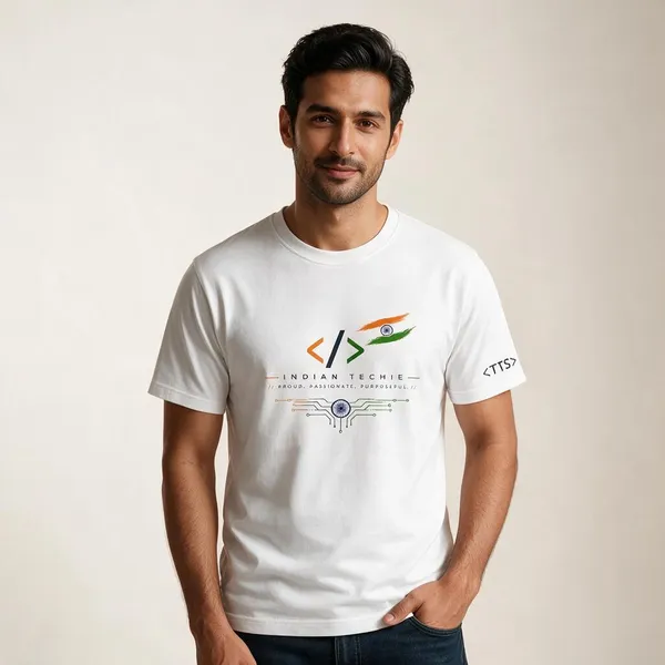 White_Indian_Techie_Crew_Neck_T_Shirt