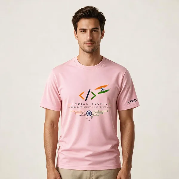 Pink_Indian_Techie_Crew_Neck_T_Shirt
