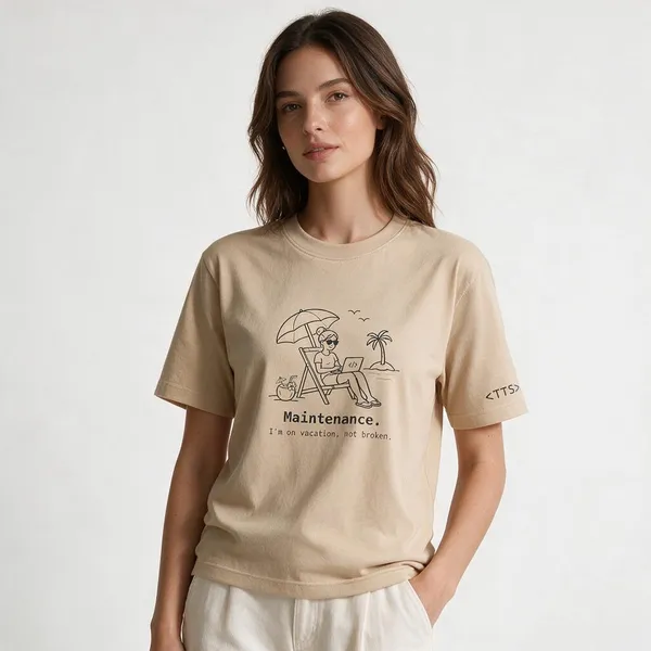 Beige_Maintenance_Mode_Woman_Crew_Neck_T_Shirt