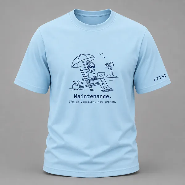Sky_Blue_Maintenance_Mode_Woman_Crew_Neck_T_Shirt