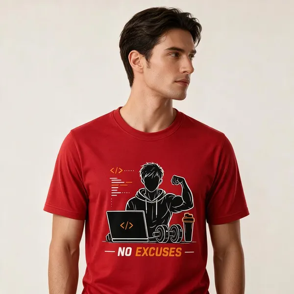Red_No_Excuses_Crew_Neck_T_Shirt