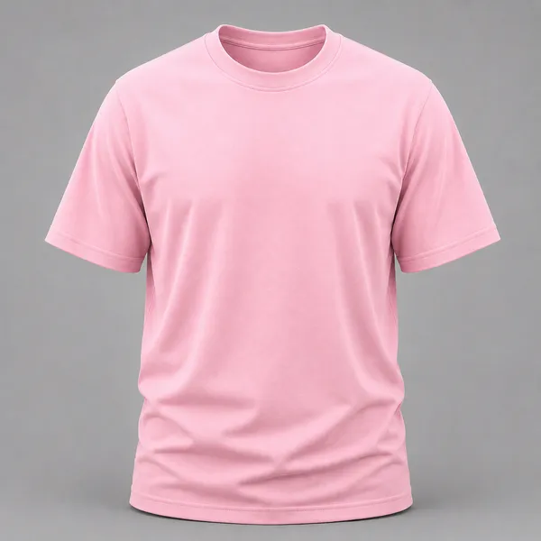Pink_Plain_Crew_Neck_T_Shirt