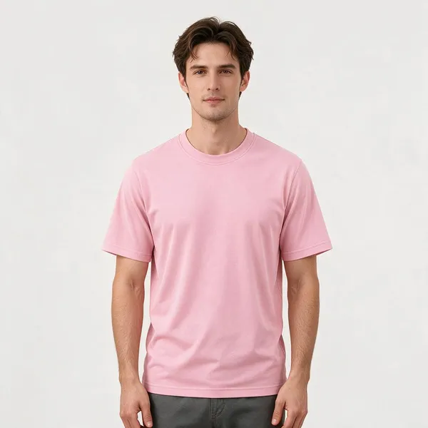 Pink_Plain_Crew_Neck_T_Shirt