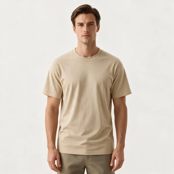 Beige_Plain_Crew_Neck_T_Shirt