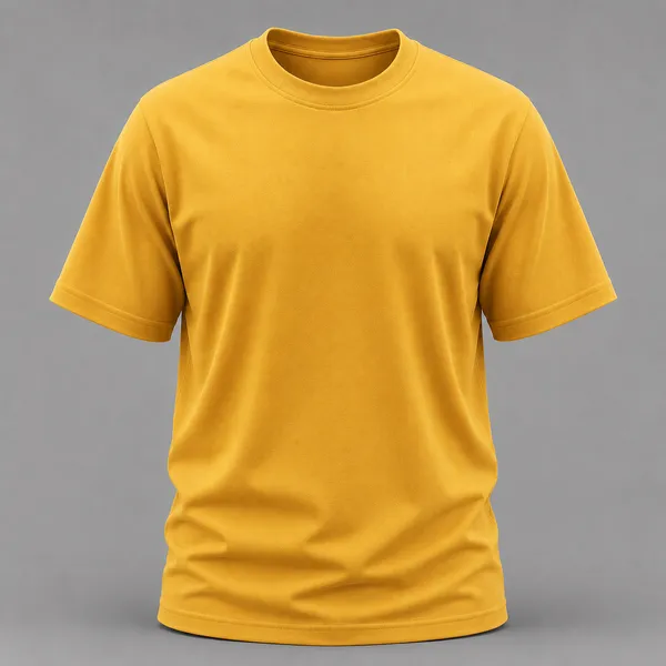 Yellow_Plain_Crew_Neck_T_Shirt