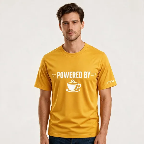 Yellow_Powered_By_Coffee_Crew_Neck_T_Shirt